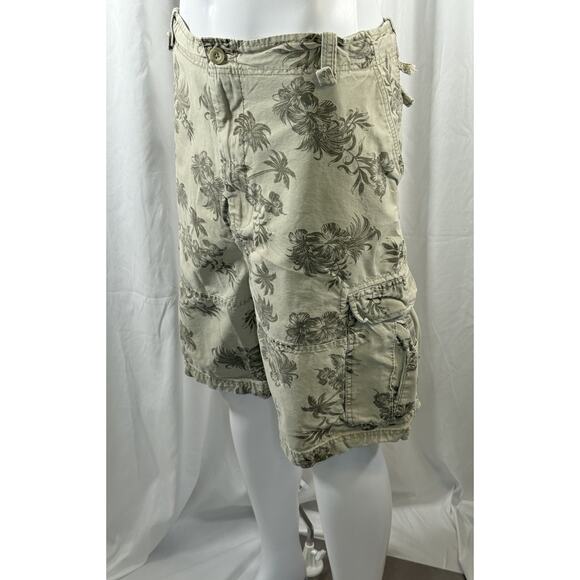 Wonderwall Broken In Cargo Shorts Tan Tropical Beach Resortware, 42, 87-24 - Picture 3 of 16